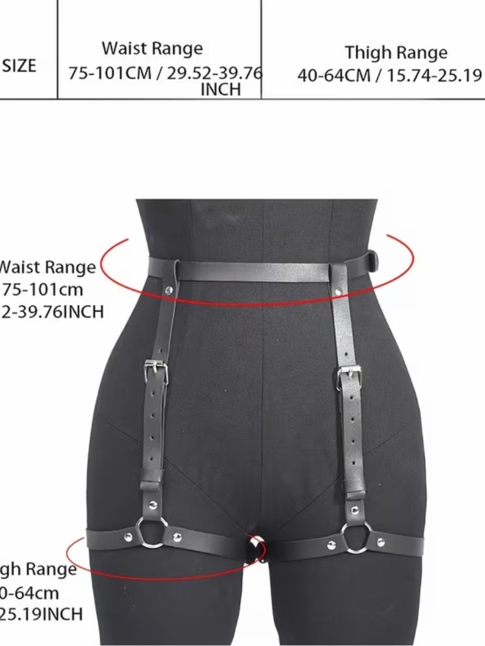 Vegan Leather Garter Belt Thigh Harness Shaping Belt Y2K Goth Rave One Size - Picture 4 of 4